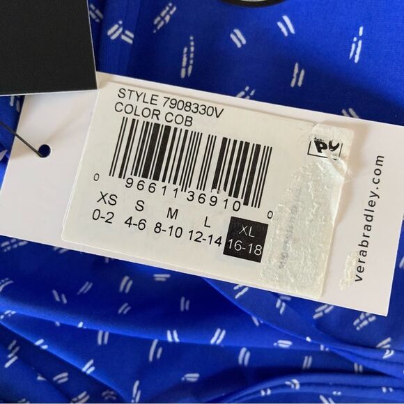 VERA BRADLEY Blue Water Bouquet Reversible Tankini Swim Bikini Top XL 16-18 - Picture 15 of 15